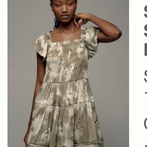 Anthropologie Floral Ruffle Mini Dress